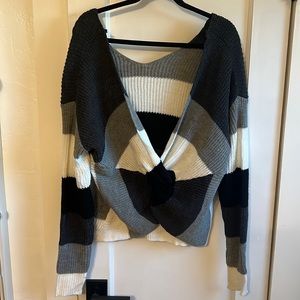 Off shoulder twist sweater